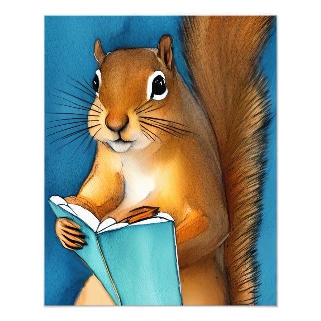 Squirrel Reading a Book Photo Print (Front)