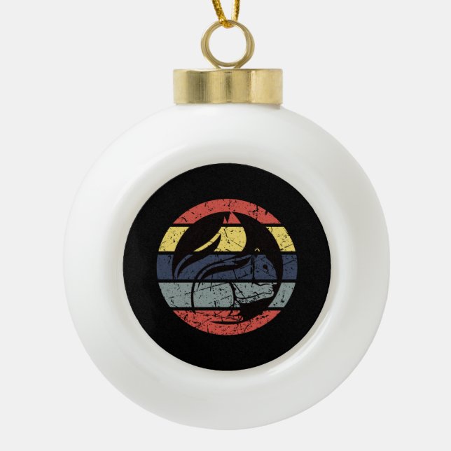 Squirrel Retro Ceramic Ball Christmas Ornament (Front)