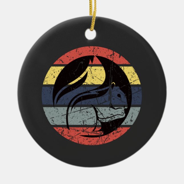 Squirrel Retro  Ceramic Ornament (Front)