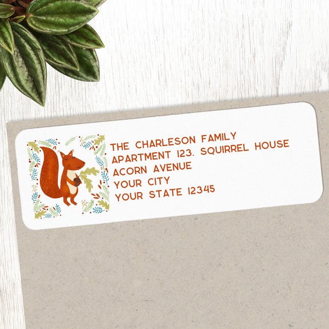 Squirrel Return Address Return Address Label (Fun Squirrel return address label with personalized details, ideal for Thanksgiving and Christmas)