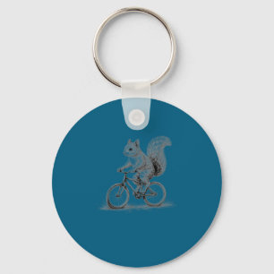 Squirrel riding bicycle funny cycling animal bike key ring