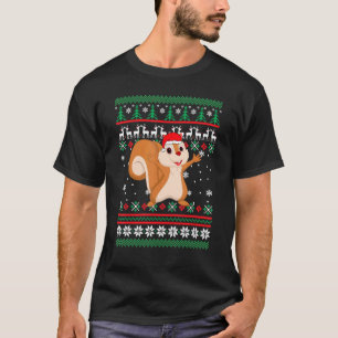 Squirrel Santa Hat UGLY Christmas Pajama Holiday T-Shirt