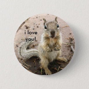 squirrel saying i love you 6 cm round badge