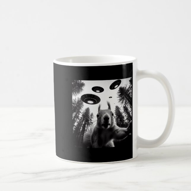 Squirrel Selfie With Alien Ufo Funny For Men Women Coffee Mug (Right)
