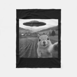 Squirrel Selfie With Alien Ufo Funny Gifts For Men Fleece Blanket