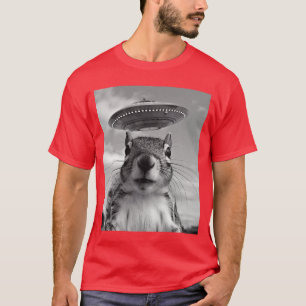 Squirrel Sie With Alien UFO Funny Squirrel Gifts F T-Shirt
