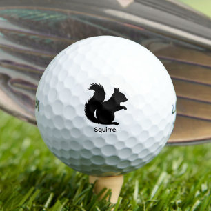 Squirrel Silhouette - Black Animal Golf Balls