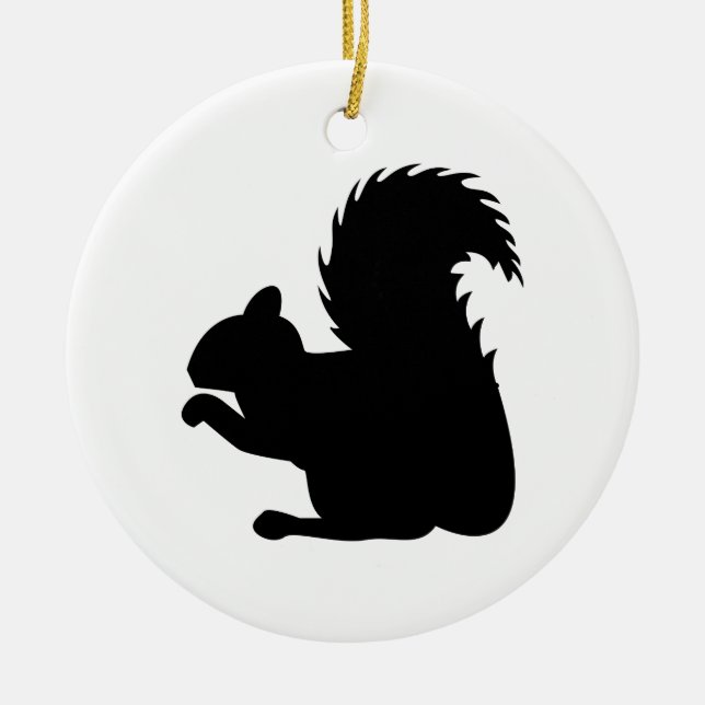 Squirrel Silhouette Ceramic Tree Decoration (Front)