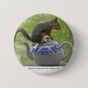 Squirrel Sitting on a Teapot 6 Cm Round Badge