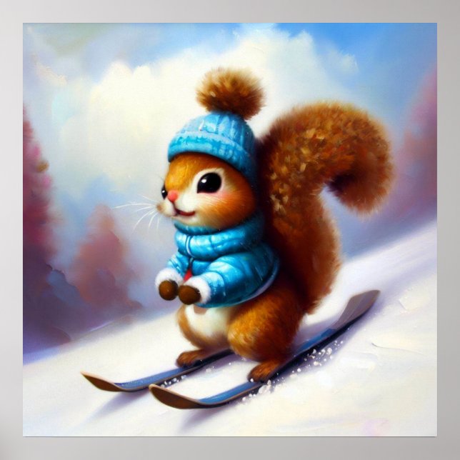 Squirrel Skiing Poster (Front)