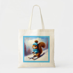 Squirrel Skiing Tote Bag