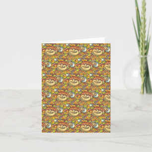 SQUIRREL SLEEPING UNDER AUTUMN LEAVES, SEASONAL CARD