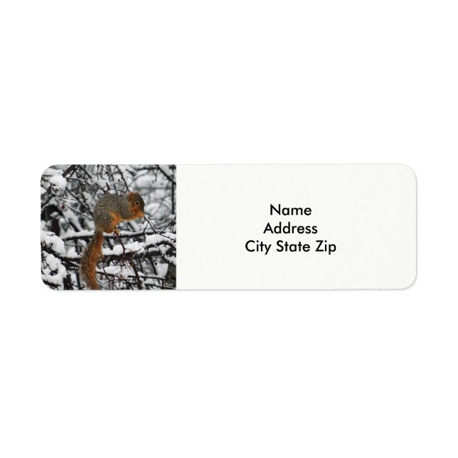 Squirrel Snow Tree Return Address Label (Front)