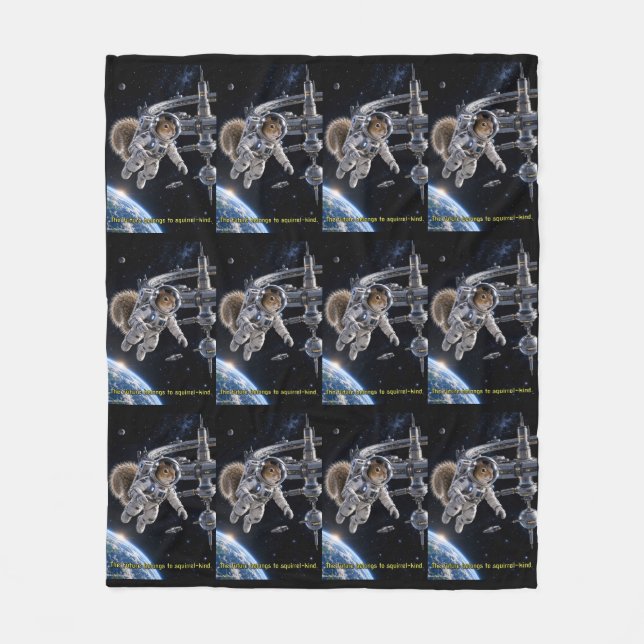 Squirrel Space Future Fleece Blanket (Front)
