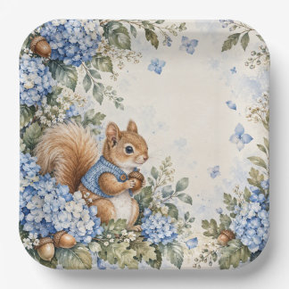 Squirrel square paper plate