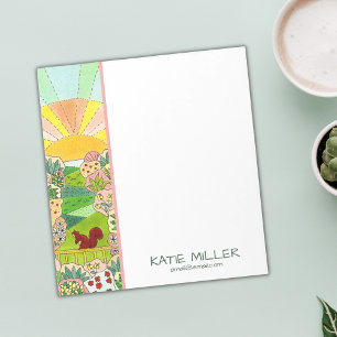 Squirrel Sunrise Garden Personalized Notepad