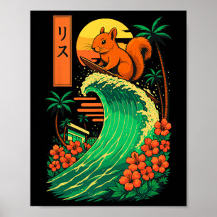 Squirrel Surfing Japanese Poster
