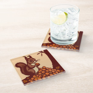 🐿️ Squirrel Tempered Glass Coaster