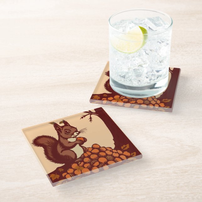 🐿️ Squirrel Tempered Glass Coaster (Angled)