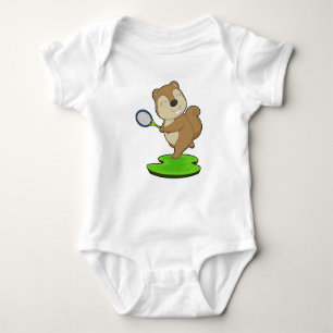 Squirrel Tennis Tennis racket Baby Bodysuit