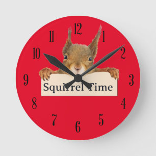 Squirrel Time Custom Text Round Clock