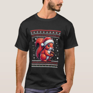 Squirrel Ugly Funny Nuts Christmas Santa Hat Snowf T-Shirt