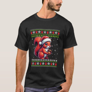 Squirrel Ugly Nuts Funny Christmas Tree Santa Hat T-Shirt
