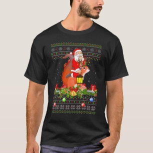 Squirrel   Ugly Santa Riding Squirrel Christmas T-Shirt
