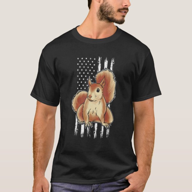 Squirrel US Flag Squirrel American Flag Squirrel T-Shirt (Front)