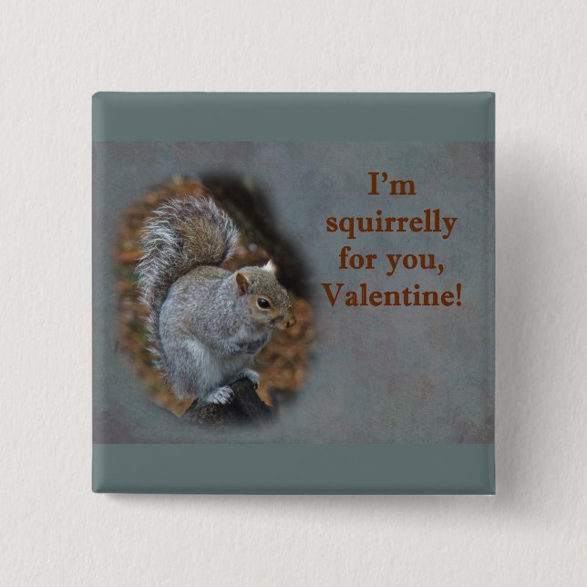 Squirrel Valentine's Day Card 15 Cm Square Badge (Front)