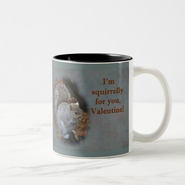 Squirrel Valentine's Day Card Two-Tone Coffee Mug (Right)