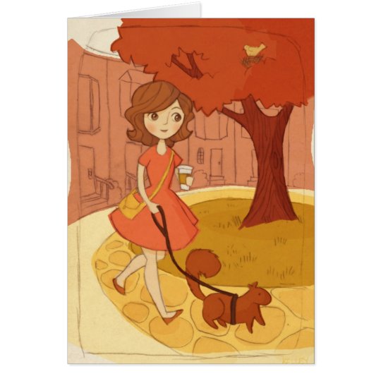Squirrel Walking in the Fall Card