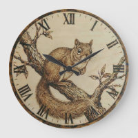 Squirrel Wall Clock - Cozy Woodland Charm