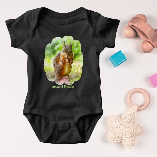Squirrel Watcher Animal Painting Artwork Baby Bodysuit (Squirrel Watcher Animal Painting Artwork Baby Bodysuit)