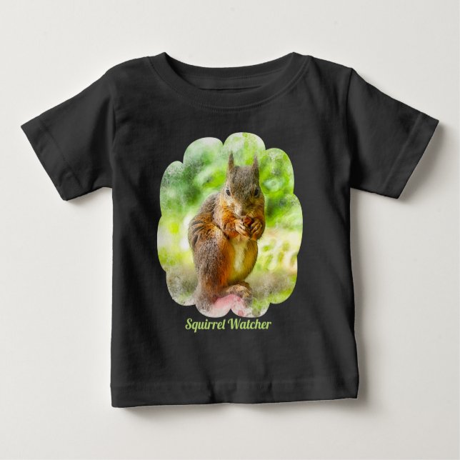 Squirrel Watcher Animal Painting Artwork Baby T-Shirt (Front)