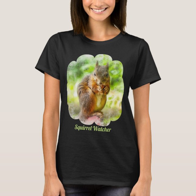 Squirrel Watcher Animal Painting Artwork T-Shirt (Front)