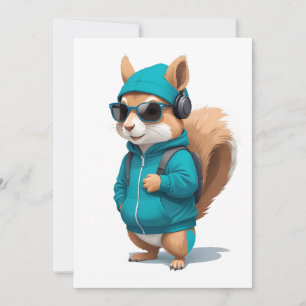 Squirrel Wearing Hoodie Funny Cool Animal Vector Invitation
