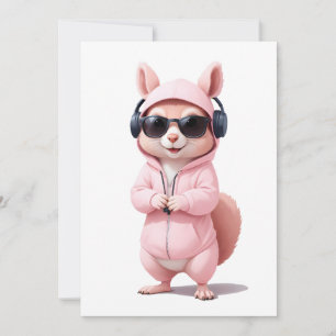 Squirrel Wearing Hoodie Funny Cool Animal Vector Invitation