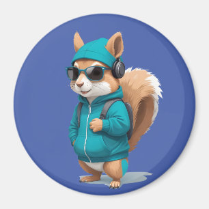 Squirrel Wearing Hoodie Funny Cool Animal Vector Magnet
