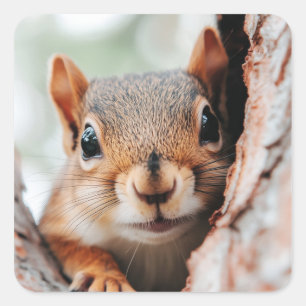 Squirrel Wild Animal Loving Portrait Square Sticker