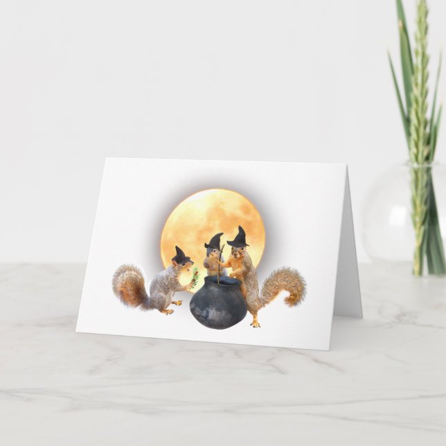 Squirrel Witches  with Cauldron Card (Front)