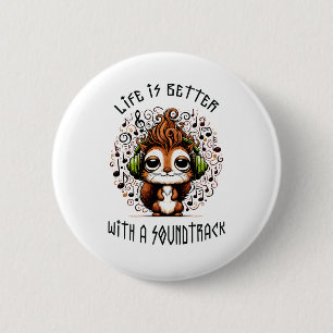 Squirrel with a Soundtrack 6 Cm Round Badge