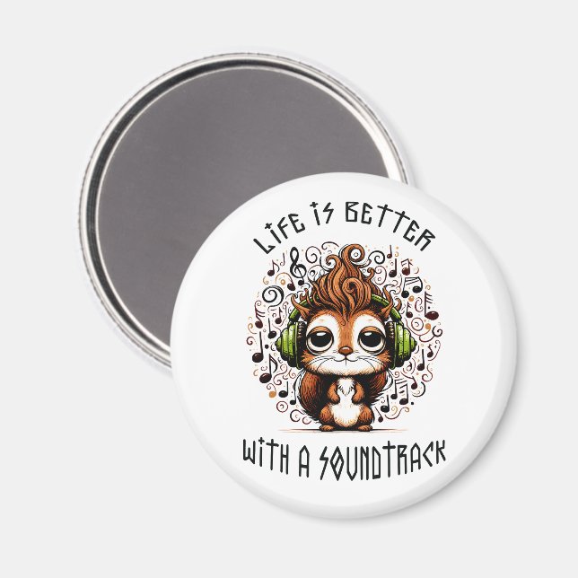 Squirrel with a Soundtrack Magnet (Front/Back)