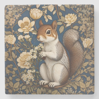 Squirrel With Acacia Flowers William Morris Stone Coaster