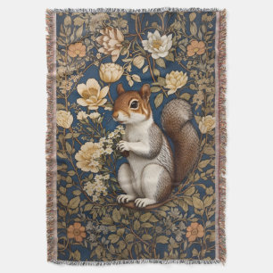 Squirrel With Acacia Flowers William Morris Throw Blanket
