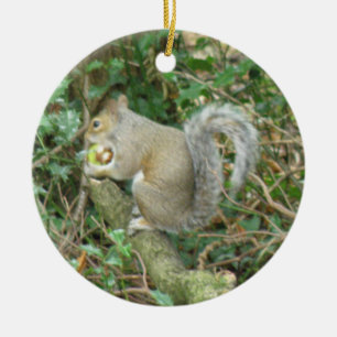 Squirrel with Acorn Custom Birthday Ceramic Ornament