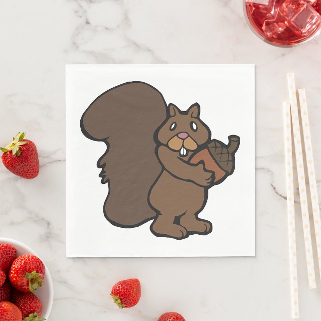 Squirrel with Acorn Cute Woodland Animal Napkin (Creator Uploaded)