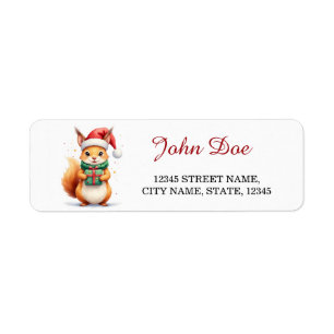 Squirrel with Acorn Gift Christmas Return Address  Label