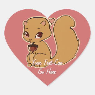 Squirrel with Acorn Heart Stickers