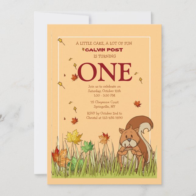 Squirrel with Acorn Invitation (Front)